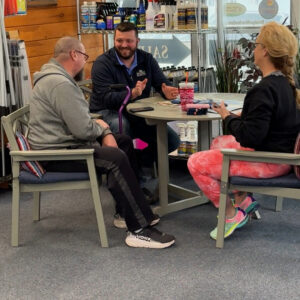 Bridge Marina team member and guests speaking at a boat show on Lake Hopatcong, NJ.