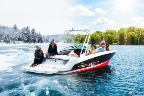 Four Winns boat on Lake Hopatcong from winter season to summer season.