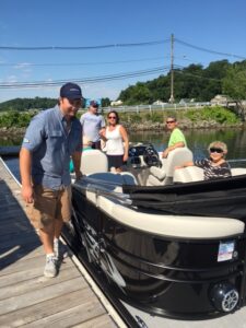 Team member on Lake Hopatcong at Bridge Marina.